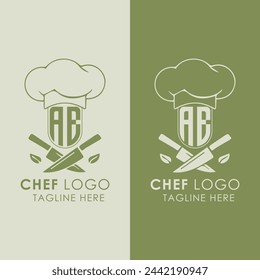 AB initial monogram for chef cooking logo with creative style design.	
