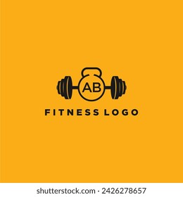 Un monograma inicial para fitness o logo de gimnasio con diseño creativo de barra
