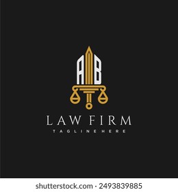 AB initial monogram for lawfirm logo with sword and scale