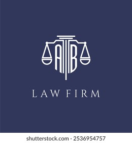 Monograma inicial de AB para el logotipo del bufete de abogados con Imagen de Vector de escalas