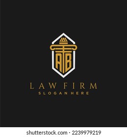 AB initial monogram logo for lawfirm with pillar in creative polygon design