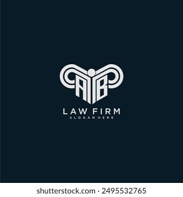 AB initial monogram logo lawfirm with pillar design