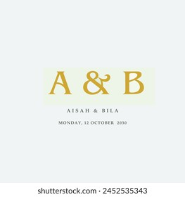 AB initial monogram wedding, Wedding Calligraphy logo design, Print