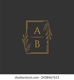 AB initial monogram wedding with creative square line