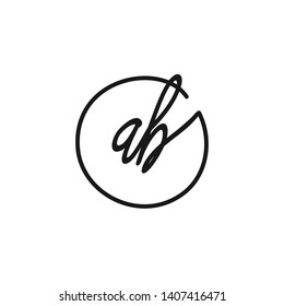AB initial signature logo. handwriting logo template vector,