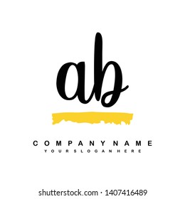 AB initial signature logo. handwriting logo template vector,