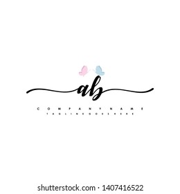 AB initial signature logo. handwriting logo template vector,