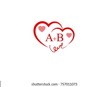 AB Initial wedding invitation, love logo template vector