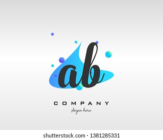 AB initials handwriting letters logo with colorful shape background - Vector 