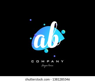 AB initials handwriting letters logo with colorful shape background - Vector 