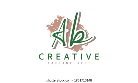 Ab Initials, handwriting logo vector