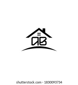 Logo de las iniciales AB y logo de la casa de diseño creativo minimalista