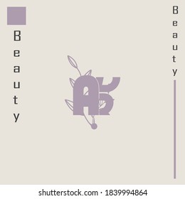 The ab initials logo is purple in color, inspired by a woman logo and a leaf that depicts an elegant and feminine logo