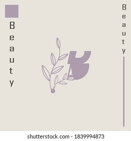 The ab initials logo is purple in color, inspired by a woman logo and a leaf that depicts an elegant and feminine logo