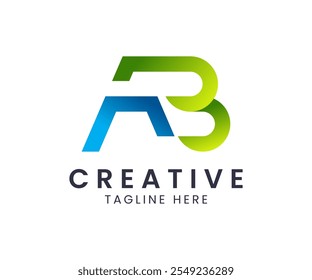 AB letter abstract initial colorful gradient logo design for modern and creative business.