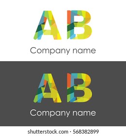 AB letter abstract mosaic shape icon colorful