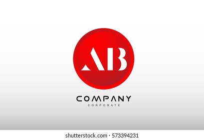 AB letter alphabet dot circle red simple flat technology modern creative vector logo icon sign design template 