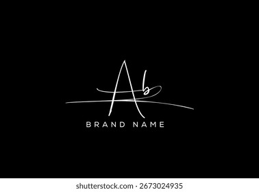 AB letter beauty cursive handwriting logo.