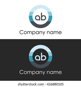 AB letter circle shape icon logo white blue
