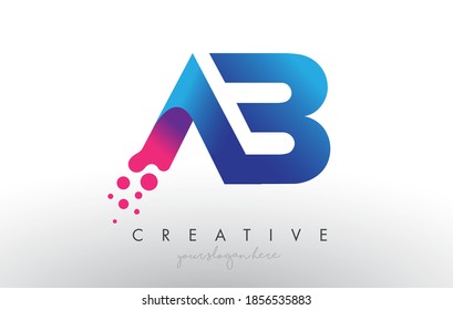 AB Letter Design mit kreativen Dots Bläschen Kreise und blauen rosa Farben Vektorgrafik.