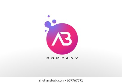 AB Letter Dots Logo Design with Creative Trendy Bubbles and Purple Magenta Colors.