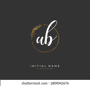 AB letter handwritten for identity and logo. Vector logo template with handwriting and signature style.