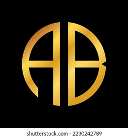 AB letter initial gold logo, initial monogram logo