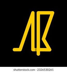 AB Letter Initial Logo Design Template Vector Illustration. Yellow typography on Black Background