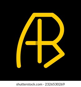 Letra AB Ilustración vectorial de plantilla de diseño de logotipo inicial. Tipografía amarilla sobre fondo negro
