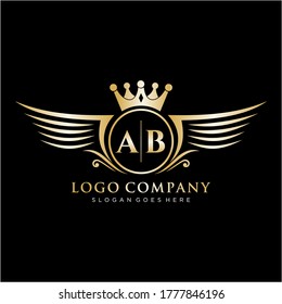AB Letter Initial with Royal Wing Logo Template.