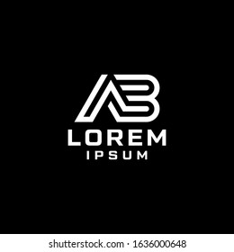 AB Letter With Linked Line Initial Logo Design 