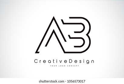 AB Letter Logo Design in Black Colors. Creative Modern Letters Vector Icon Logo Illustration.