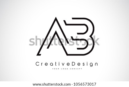AB Letter Logo Design in Black Colors. Creative Modern Letters Vector Icon Logo Illustration.