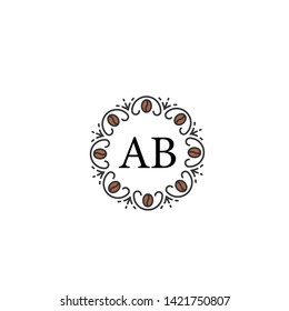 ab letter logo design with coffee beans for coffee label. Different logo, badge, on white background