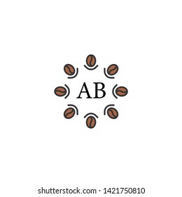 ab letter logo design with coffee beans for coffee label. Different logo, badge, on white background