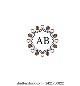ab letter logo design with coffee beans for coffee label. Different logo, badge, on white background