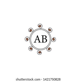 ab letter logo design with coffee beans for coffee label. Different logo, badge, on white background