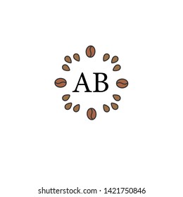 ab letter logo design with coffee beans for coffee label. Different logo, badge, on white background