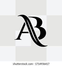 AB Letter Logo Design Vector with Black and Gray Colors, 