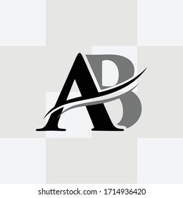 AB Letter Logo Design Vector with Black and Gray Colors, 