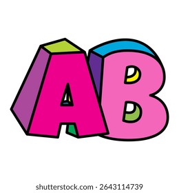 AB letter logo playful colorful vector isolated on white background