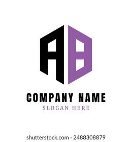 AB letter logo template design on simple white background with purple color. AB letter logo. AB Letter Logo Design. AB Letter Logo Template. Vector EPS 10.