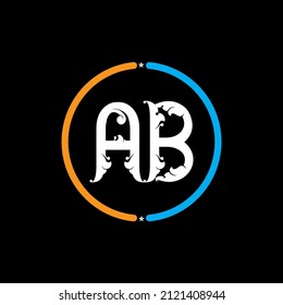 Ab, Letter Logo Template Vector Design. black background. A b circle logo design vector.