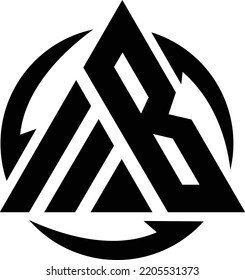 Logo de la letra AB con el diseño de estilo triangular