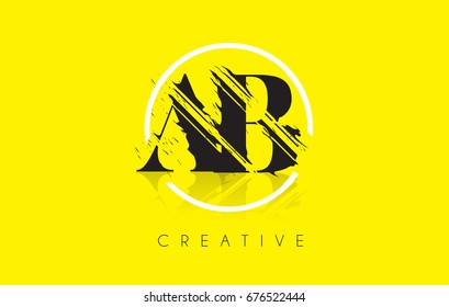 AB Letter Logo with Vintage Grundge Cut Design. Destroyed Drawing Elegant Letter Icon Vector.