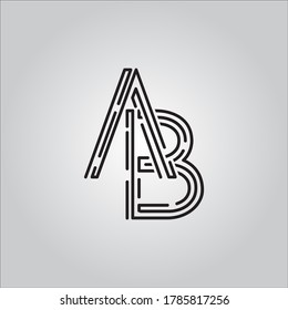 Logo de la carta AB con fondo blanco. El bonito logo de la carta negra.