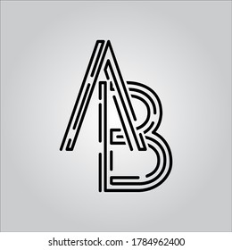 AB letter logo with white background.Black letter logo.