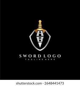 Monograma de luxo carta AB para imagem estilo escudo e espada