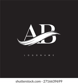 AB-Buchstabe Monogramm Logo mit Pinselstrich für moderne Markenidentität