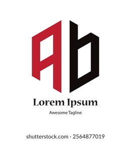 AB letter polygon shape logo design icon